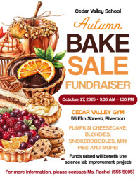 White Autumn Bake Sale Fundraiser Рекламная листовка Template
