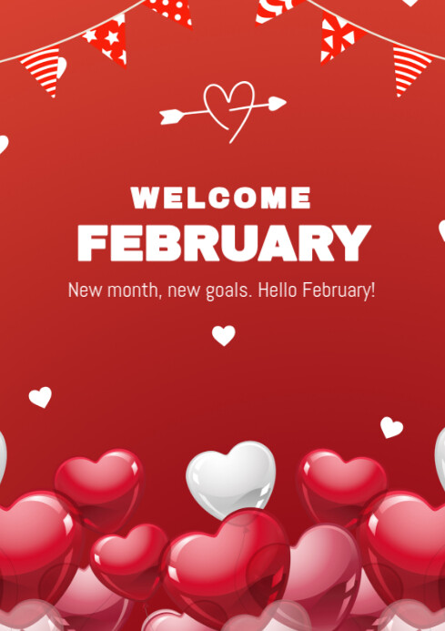 Welcome Sign February Plantilla de Illustrative February Welcome A4 | PosterMyWall