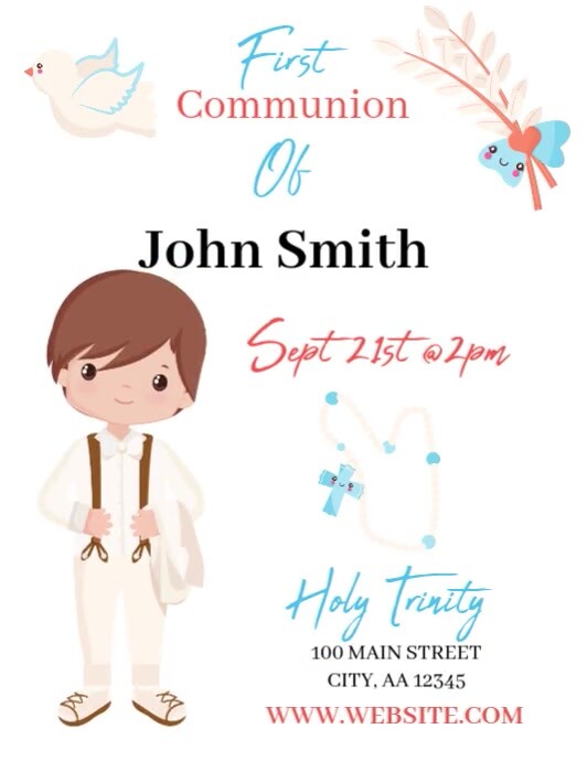 Copy of Illustrative First Communion Flyer (us Letter) | PosterMyWall
