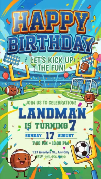 Illustrative Football Birthday Invitation Instagram Story template