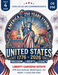 Illustrative Fourth of July Celebration Flyer Pamflet (VSA Brief) template