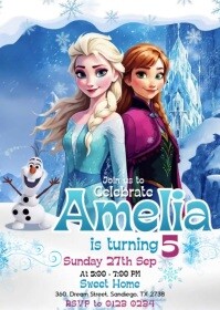 Illustrative Frozen Birthday Invitation A6 template