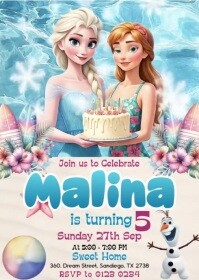 Illustrative Frozen Birthday Invitation A6 template