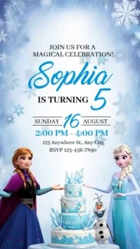 สีขาว Frozen Themed Birthday Invitation Indaba yaku-Instagram Template
