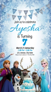 Illustrative Frozen Birthday Invitation Instagram Story template