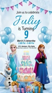 Illustrative Frozen Birthday Invitation Instagram Story template