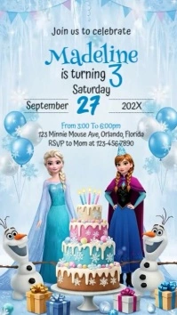 Illustrative Frozen Birthday Invitation Instagram Story template