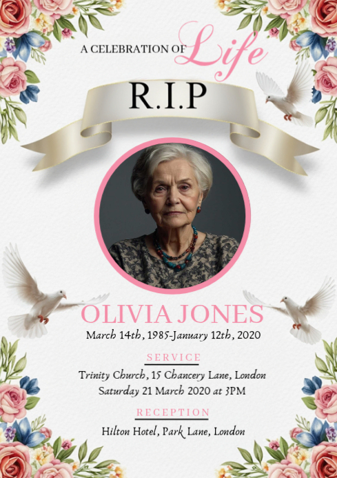 Illustrative Funeral Flyer Memorial Flyer A4 Template | PosterMyWall