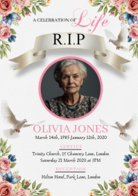 Illustrative Funeral Flyer Memorial Flyer A4 template