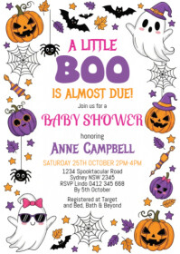 Illustrative Halloween Baby Shower Invitation A6 template