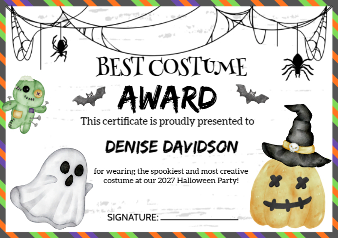 Copy of Illustrative Halloween Best Costume Certificate A4 | PosterMyWall