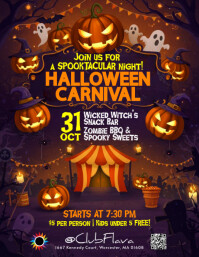 Illustrative Halloween Carnival Flyer (us Letter) Iflaya (Incwadi ye-US) template