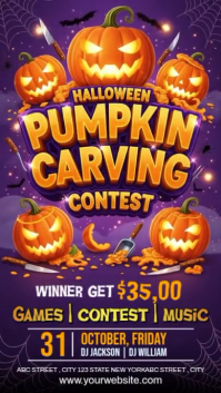 Illustrative Halloween Carving Contest Instagram Story template