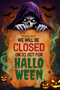 Halloween Closure Notice Плакат Template