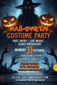 Illustrative Halloween Costume Contest Poster template