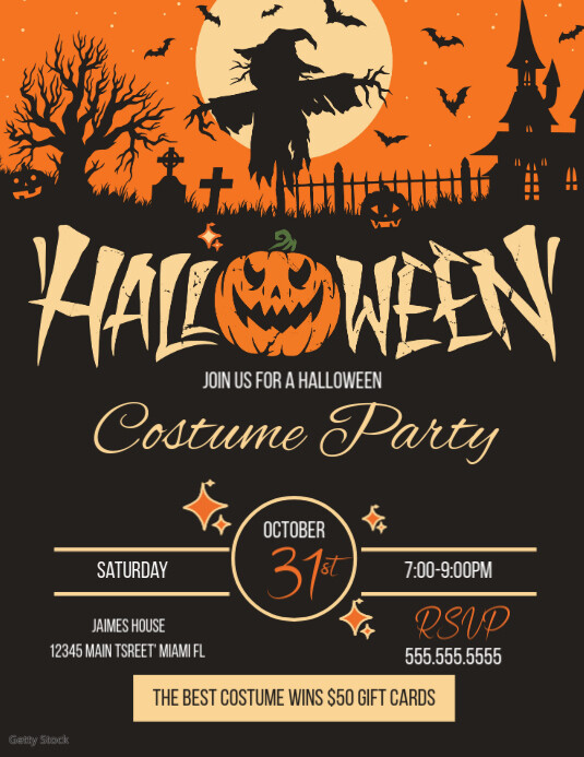 Plantilla de Illustrative Halloween Costume Party Invitati | PosterMyWall