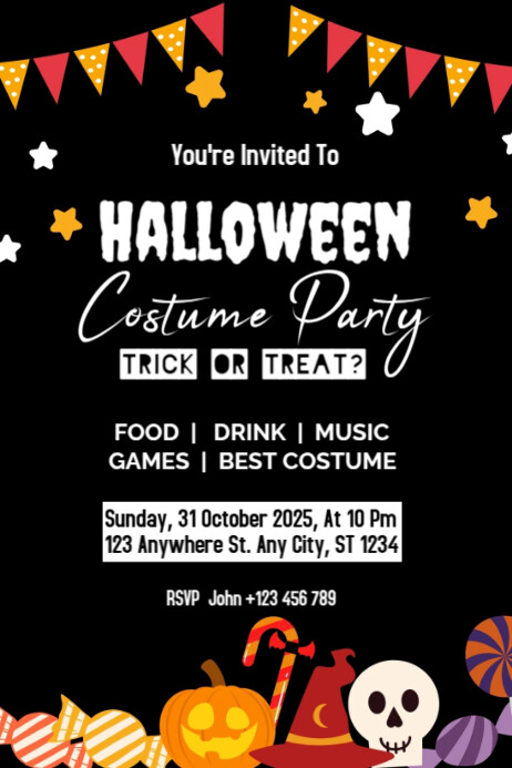 Illustrative Halloween Costume Party Poster Template | PosterMyWall