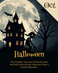 Zwart Halloween Instagram Portrait Template