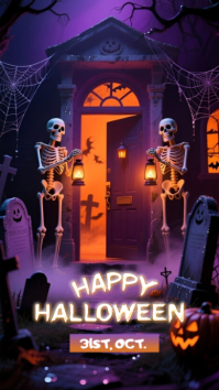Illustrative Halloween Flyer  Digital Display (9:16) template