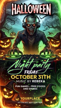 Hitam Halloween Night Party История на Instagram Template