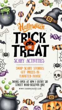 White Halloween Trick or Treat Event Instagram Story Template