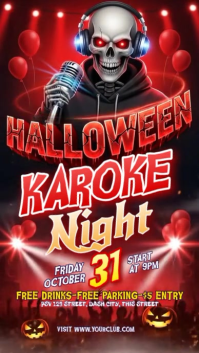 Красный Halloween Karaoke Night Indaba yaku-Instagram Template