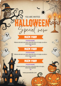 Jaune Halloween Menu A4 Template