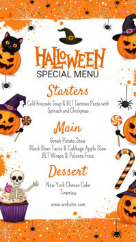 Белый Halloween Special Menu Instagram Story Template