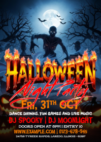 Illustrative Halloween Night Party A6 template