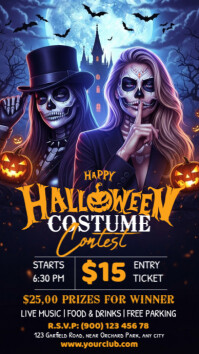 Black Halloween Costume Contest Instagram Story Template