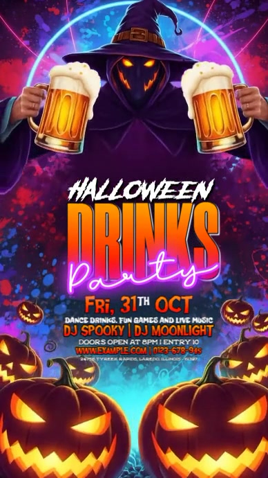 Illustrative Halloween Night Party Instagram Story Template | PosterMyWall