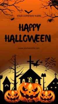 Illustrative Halloween Night Video Flyer Design With Scary Theme Digital Display (9:16) template