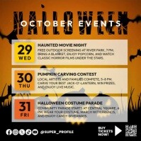 Illustrative Halloween October Events Schedule Flyer Template โพสต์บน Instagram