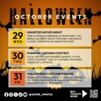 Illustrative Halloween October Events Schedule Flyer Template Instagram Post