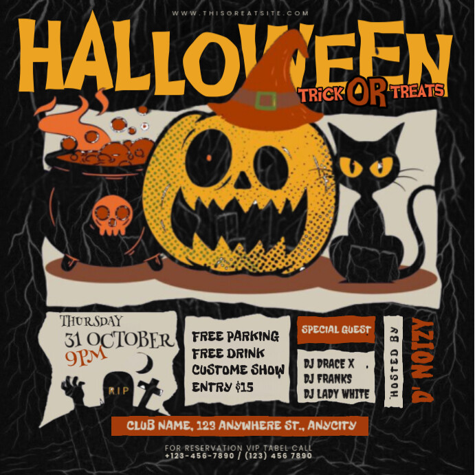 Plantilla de Illustrative Halloween Party Cartoon Style Instagram Post ...