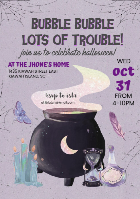 Illustrative Halloween Party Invitation A4 Template | PosterMyWall