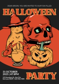 Illustrative Halloween Party Invitation A6 template