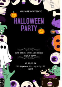 Illustrative Halloween Party Invitation A6 template