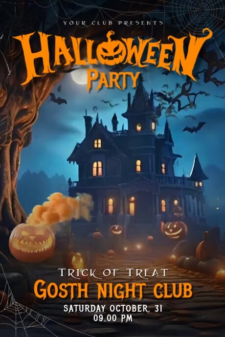 Illustrative Halloween Party Poster Template | PosterMyWall
