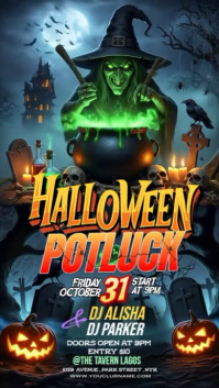 Illustrative Halloween Potluck Instagram Story template