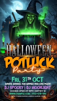 黑色 Halloween Potluck Party Instagram 快拍 Template