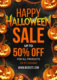Illustrative Halloween Sale A4 template