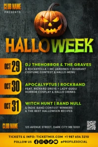 Illustrative Halloween Schedule Poster HalloWeek Event Template