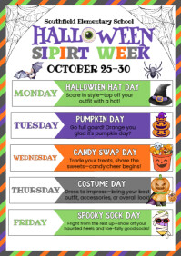Illustrative Halloween School Spirit Week A4 template
