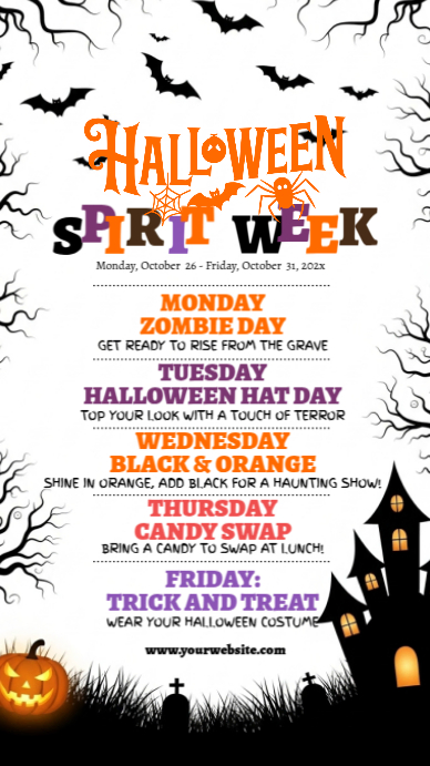 Illustrative Halloween Spirit Week Schedule Instagram Story Template ...