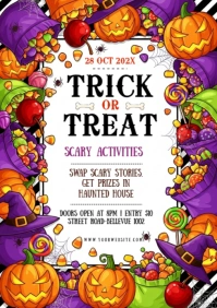 Illustrative Halloween Trick Or Treat A4 template