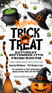 White Halloween Trick or Treat Party Instagram-Story Template