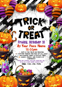 Putih Halloween Trick-or-Treat Event A6 Template