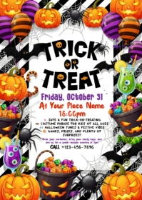 Illustrative Halloween Trunk Or Treat  A6 template