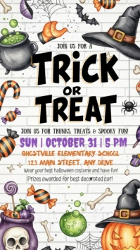 Illustrative Halloween Trunk Or Treat Instagram Story template